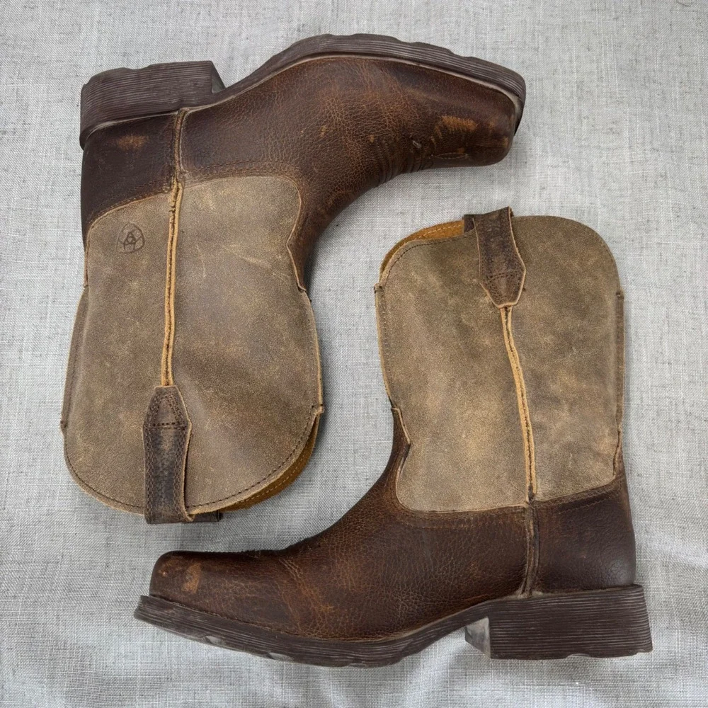 Ariat Rambler Western Boot Brown Leather Square Toe Cowboy Boots Kids Size 2